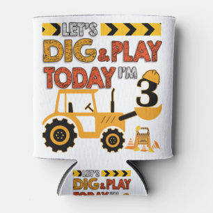 Birthday Boy 3 Construction 3rd Birthday Excavator Can Cooler