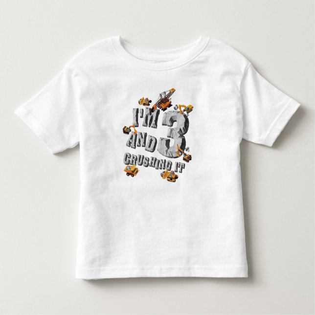 Birthday Boy 3 Construction 3rd Birthday Excavator Toddler T-Shirt (Front)