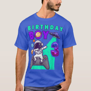 Birthday Boy 3 Gamer Dabbing Astronaut 3 Year Old  T-Shirt