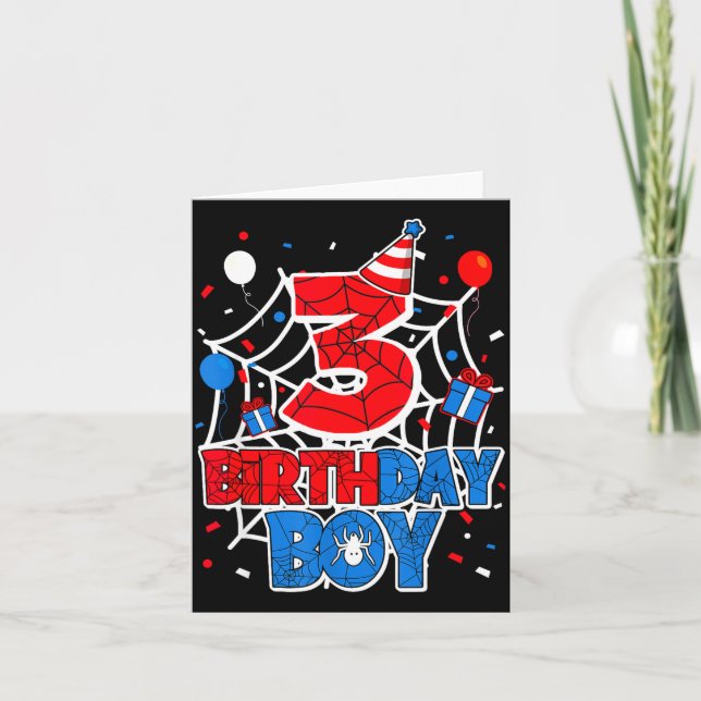 Birthday Boy 3 Year Old Sders 3rd Birthday Kids  Card (Front)
