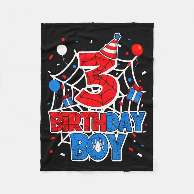 Birthday Boy 3 Year Old Sders 3rd Birthday Kids  Fleece Blanket (Front)