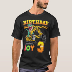 Birthday Boy 3 Years Old 3rd Excavator Dinosaur Ha T-Shirt
