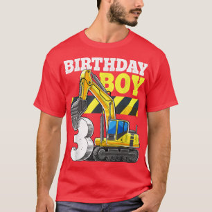 Birthday Boy 3rd Birthday Ecavator Construction Ve T-Shirt