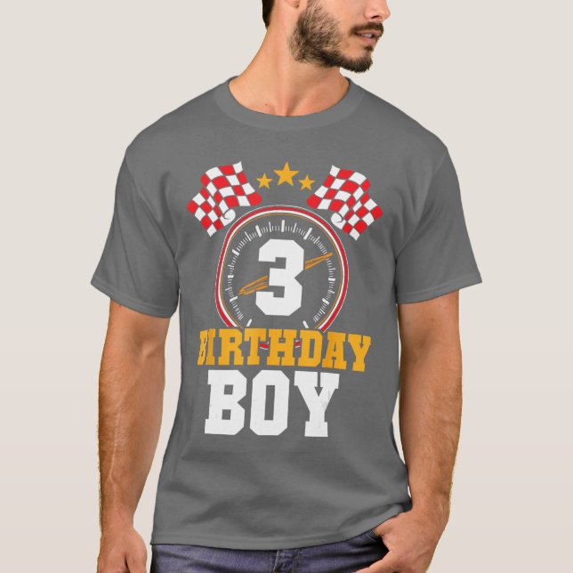 Birthday Boy 3rd Race Party 3 Years Old Racing Dri T-Shirt (Front)