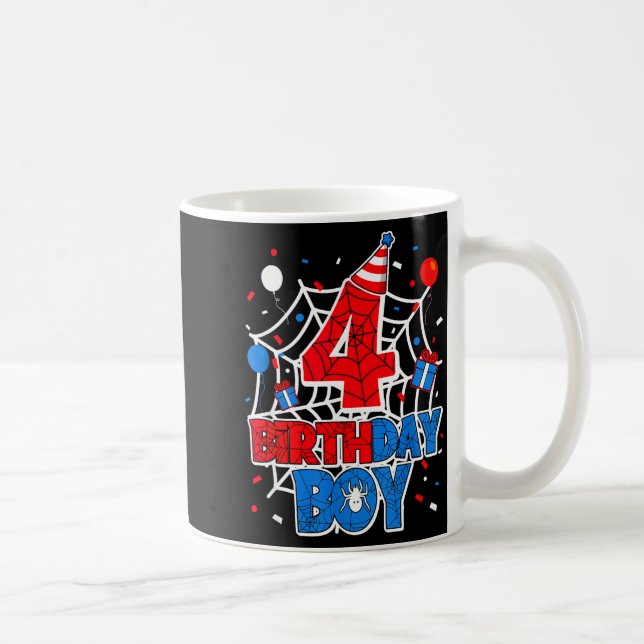 Birthday Boy 4 Year Old Sders 4th Birthday Kids  Coffee Mug (Right)