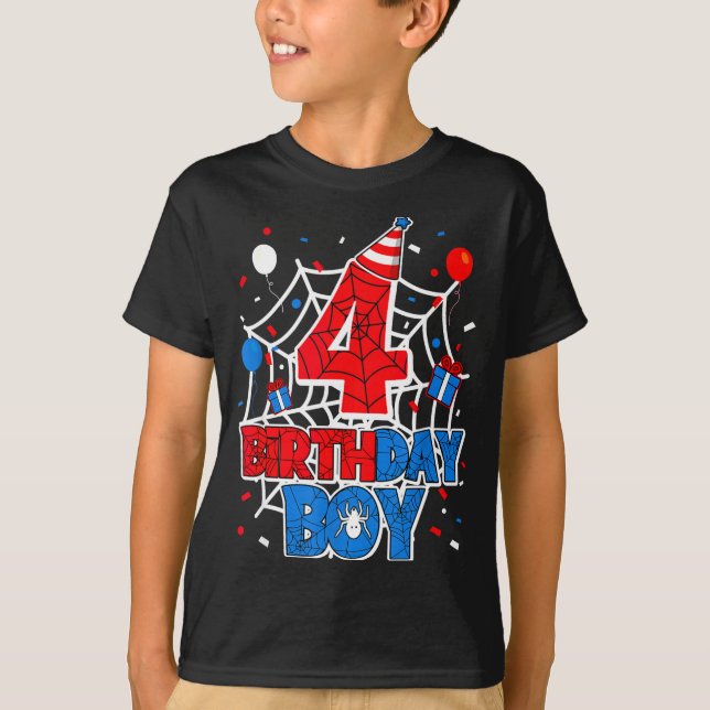 Birthday Boy 4 Year Old Sders 4th Birthday Kids  T-Shirt (Front)
