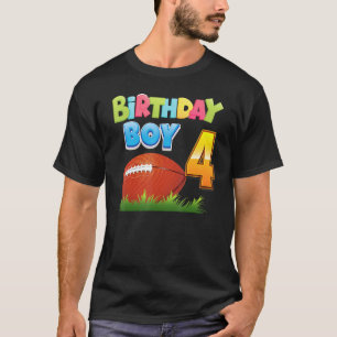 Birthday Boy 4 Years Old 4th Birthday Football Pla T-Shirt