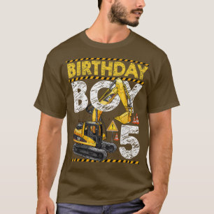 Birthday Boy 5 Construction 5th Birthday Ecavator T-Shirt