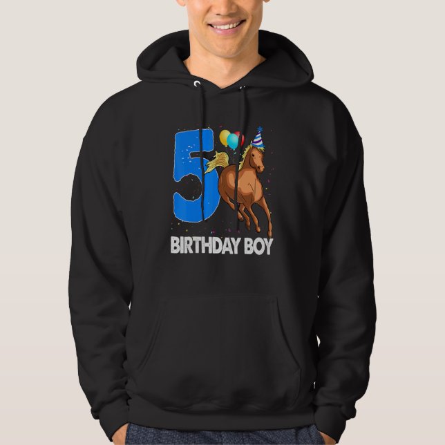 Birthday Boy 5 Riding Rider Horse Love Party Hoodie (Front)