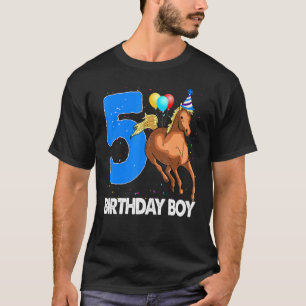 Birthday Boy 5 Riding Rider Horse Love Party T-Shirt