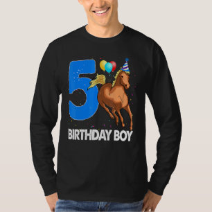 Birthday Boy 5 Riding Rider Horse Love Party T-Shirt