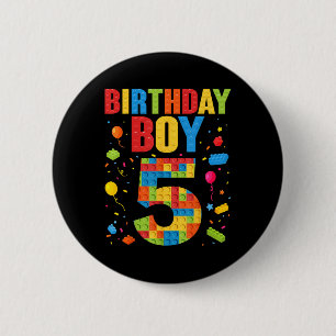 Birthday Boy 5 Year Old Building Blocks 5th Birthd 6 Cm Round Badge