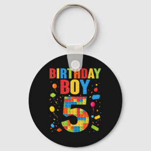 Birthday Boy 5 Year Old Building Blocks 5th Birthd Key Ring