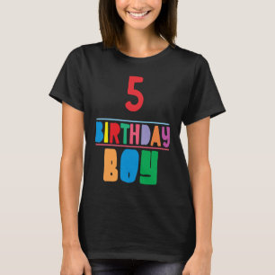 Birthday Boy 5 Years Old Colourful Party Matching T-Shirt