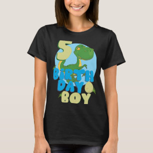 Birthday Boy 5 Years Old Dinosaurus Matching Famil T-Shirt