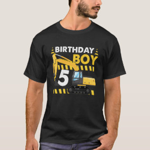 Birthday Boy 5th Birthday Excavator Construction V T-Shirt
