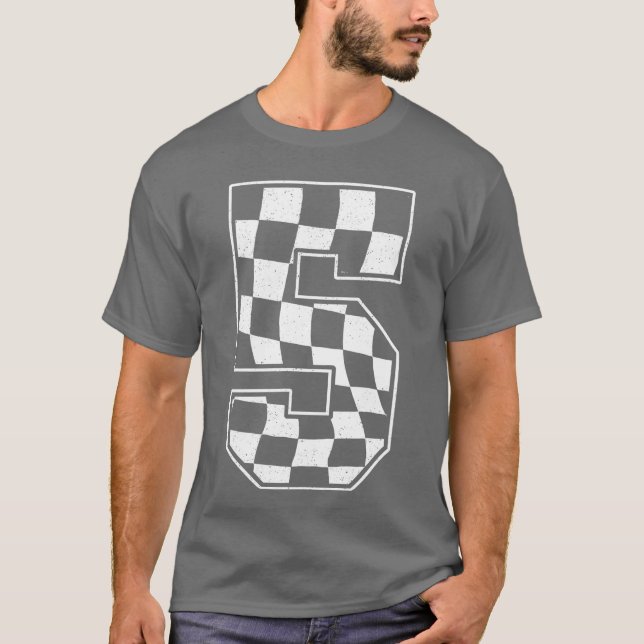 Birthday Boy 5th Race Chequered Flag 5 Racing Part T-Shirt (Front)
