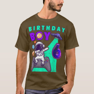 Birthday Boy 6 Gamer Dabbing Astronaut 6 Year Old  T-Shirt