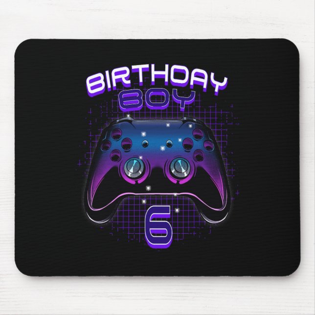 Birthday Boy 6 Video Game Controller Gamer 6th Bir Mouse Pad (Front)