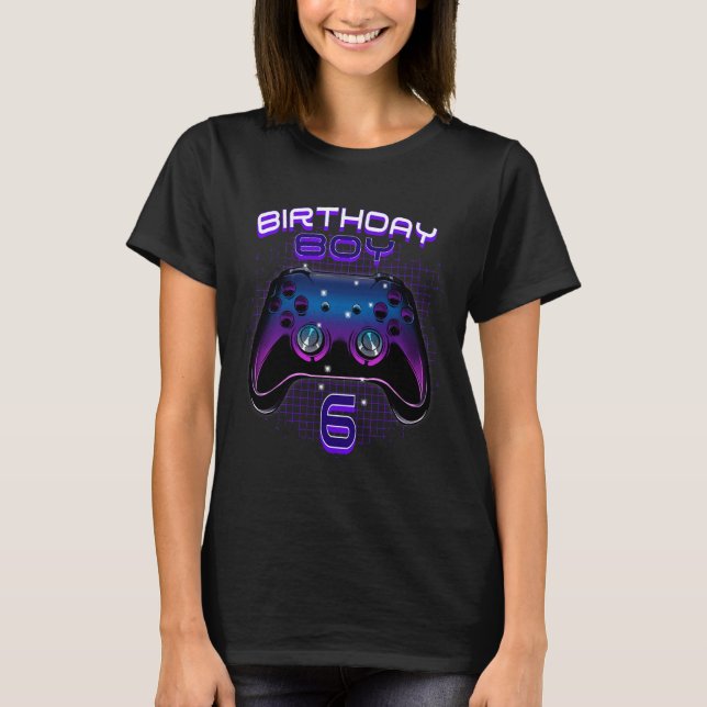 Birthday Boy 6 Video Game Controller Gamer 6th Bir T-Shirt (Front)