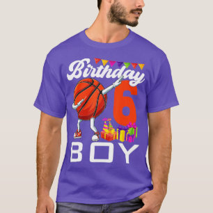 Birthday Boy 6 Years Old Dabbing Basketball Ball 6 T-Shirt