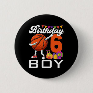 Birthday Boy 6 Years Old Dabbing Bysketbyll Byll 6 Cm Round Badge