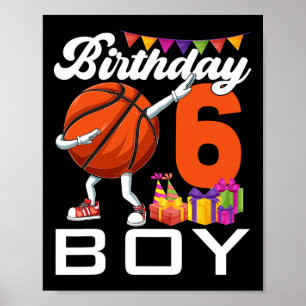 Birthday Boy 6 Years Old Dabbing Bysketbyll Byll 6 Poster