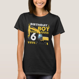 Birthday Boy 6th Birthday Excavator Construction V T-Shirt