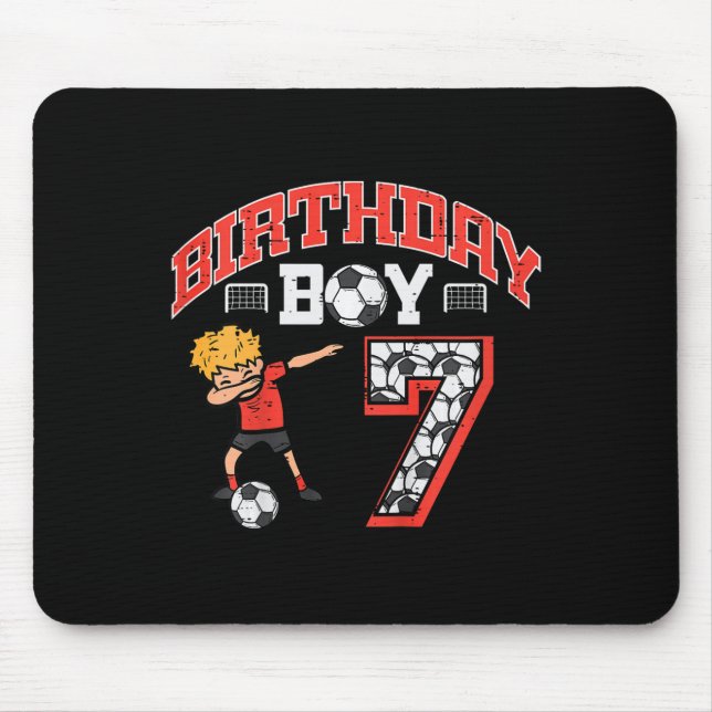 Birthday Boy 7 Soccer Dab 7th Seven Year Old Bday  Mouse Pad (Front)