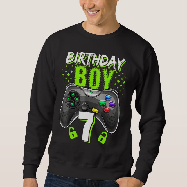 Birthday Boy 7 Video Game Controller Gamer 7th Bir Sweatshirt (Front)