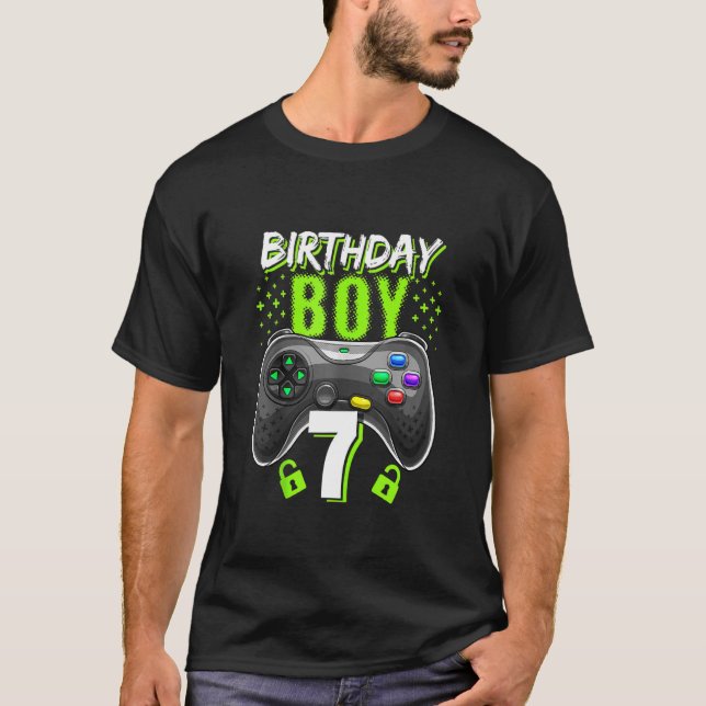 Birthday Boy 7 Video Game Controller Gamer 7th Bir T-Shirt (Front)