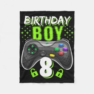 Birthday Boy 8 Video Game Controller Gamer 8th Bir Fleece Blanket