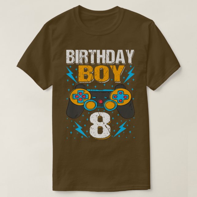 Birthday Boy 8 Video Game Controller Gamer 8th Bir T-Shirt (Design Front)