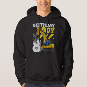 Birthday Boy 8rd Birthday Excavator Construction V Hoodie