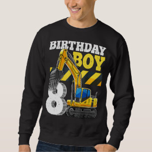 Birthday Boy 8rd Birthday Excavator Construction V Sweatshirt