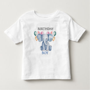 Birthday Boy   Baby Elephant & Balloons Toddler T-Shirt