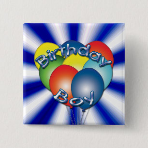 Birthday Boy Balloons Button