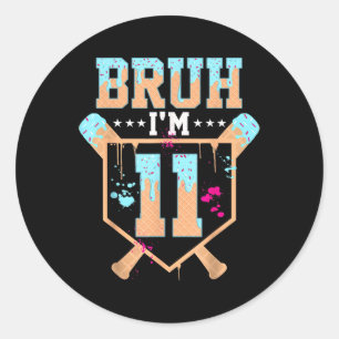 Birthday Boy Baseball Ice Cream Drip Bruh Im 11 Ye Classic Round Sticker