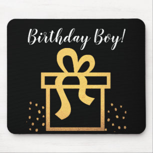 Birthday Boy Black and Gold Faux Foil Mouse Pad