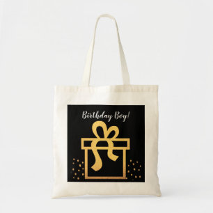 Birthday Boy Black and Gold Faux Foil Tote Bag
