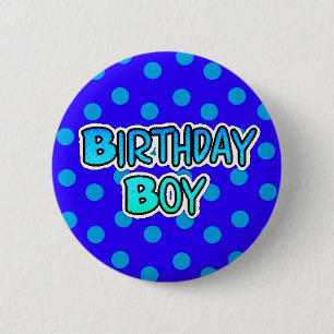 Birthday Boy Blue and Black Button