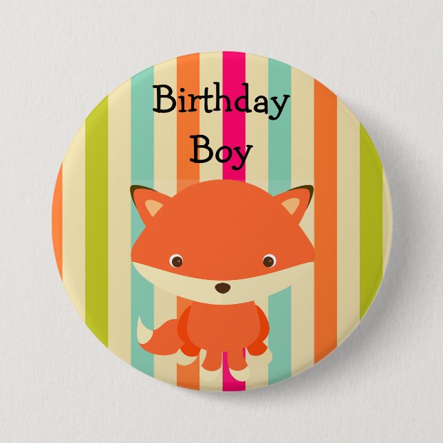 Birthday Boy Button Woodlands Theme (Front)