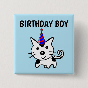 BIRTHDAY BOY CAT BUTTONS