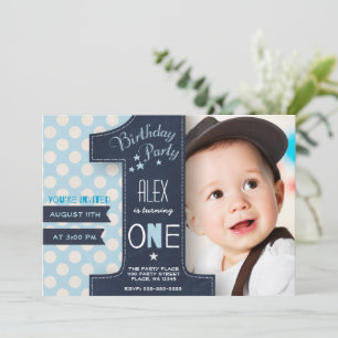 Birthday boy chalkboard One First Invitation