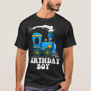Birthday Boy Choo Choo Blue Train Lovers Party Kid T-Shirt