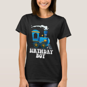 Birthday Boy Choo Choo Blue Train Lovers Party Kid T-Shirt