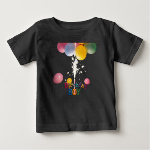 Birthday Boy Colorful Baby T-Shirt with Balloons D