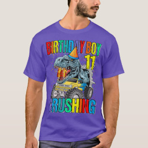 Birthday Boy Crushing 11 Monster Truck Dinosaur T-Shirt