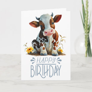 Birthday Boy Cute Cow Card