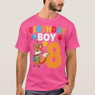 Birthday Boy Cute Fox 8 Years Old 8Th Birthday Par T-Shirt